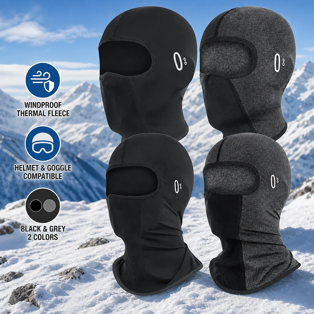 Pasamontañas de invierno, máscara térmica de lana para esquí, con orificio para gafas, a prueba de viento, para hombres y mujeres, forro para casco de moto, protector de cuello.