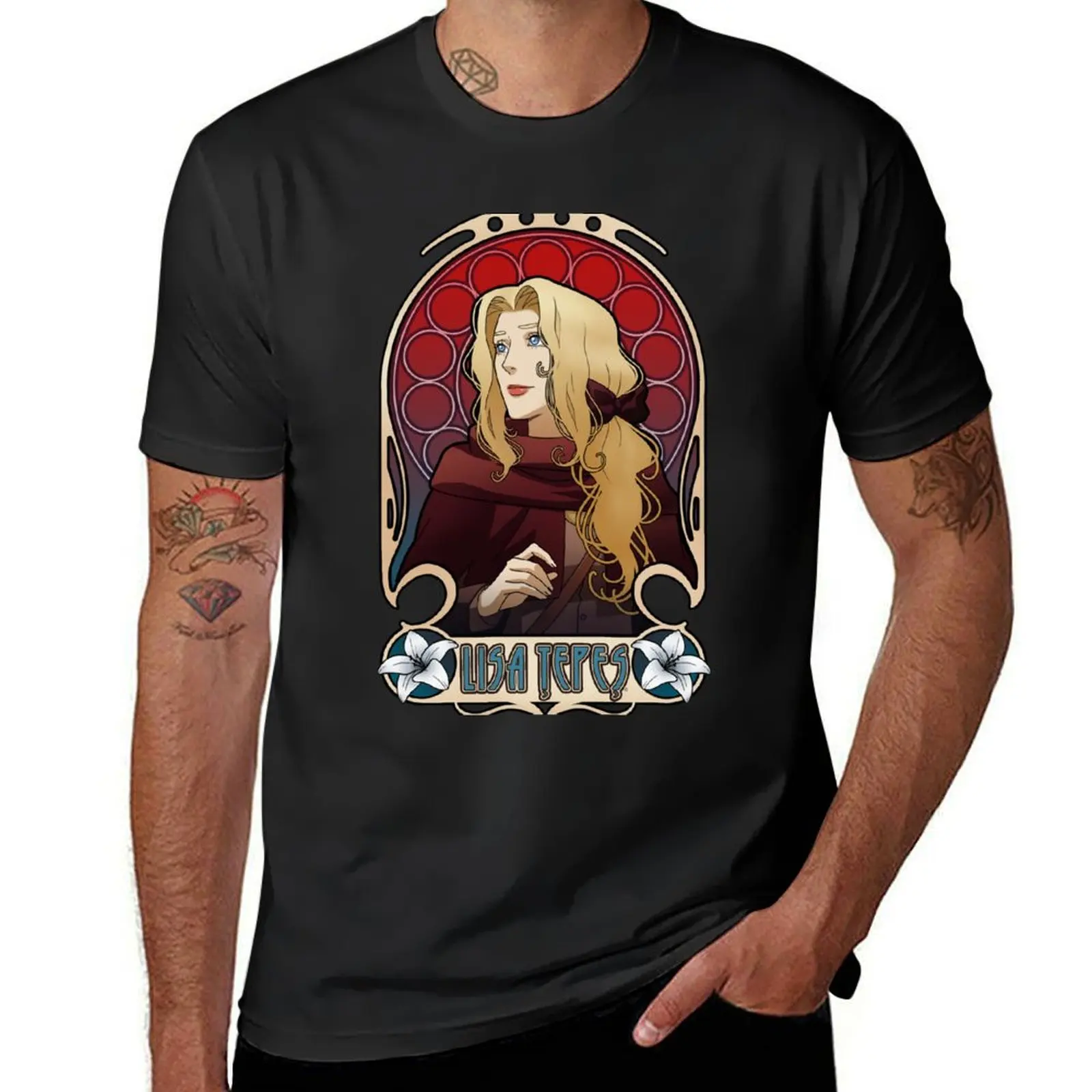 

Castlevania Lisa Tepes Floral Portrait T-Shirt plain Aesthetic clothing t shirts for men pack