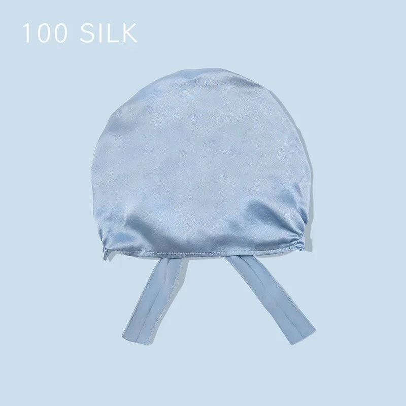 100% Mulberry Silk Night Cap Pure Silk Hair Bonnet For Sleep Elastic Silk Cap Luxury Natural Turban For Hair Sleeping Gift