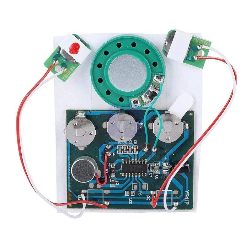 Módulo de gravação de voz de controlador duplo de 1 unidade, reprodução de 60 segundos para peças de cartão de felicitações