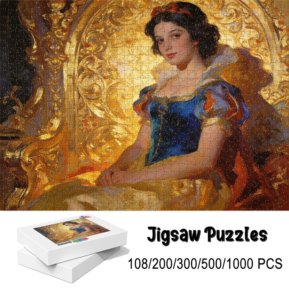 

Пазл-картина «Белоснежка на Золотом Троне» (108/200/300/500/1000 элементов) - Классическое сказочное искусство для коллекционеров