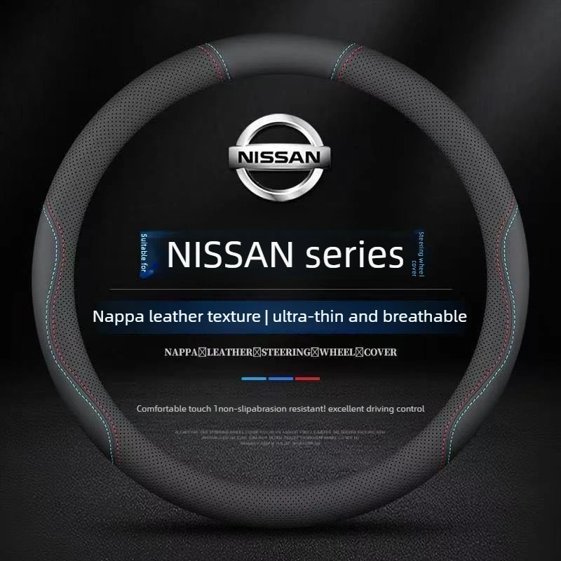 Funda de Cuero para Volante de Coche para Nissan Kicks Patrol Qashqai Juke Rogue Altima Sentra Versa 2023 2024 2025 2026 Accesorios