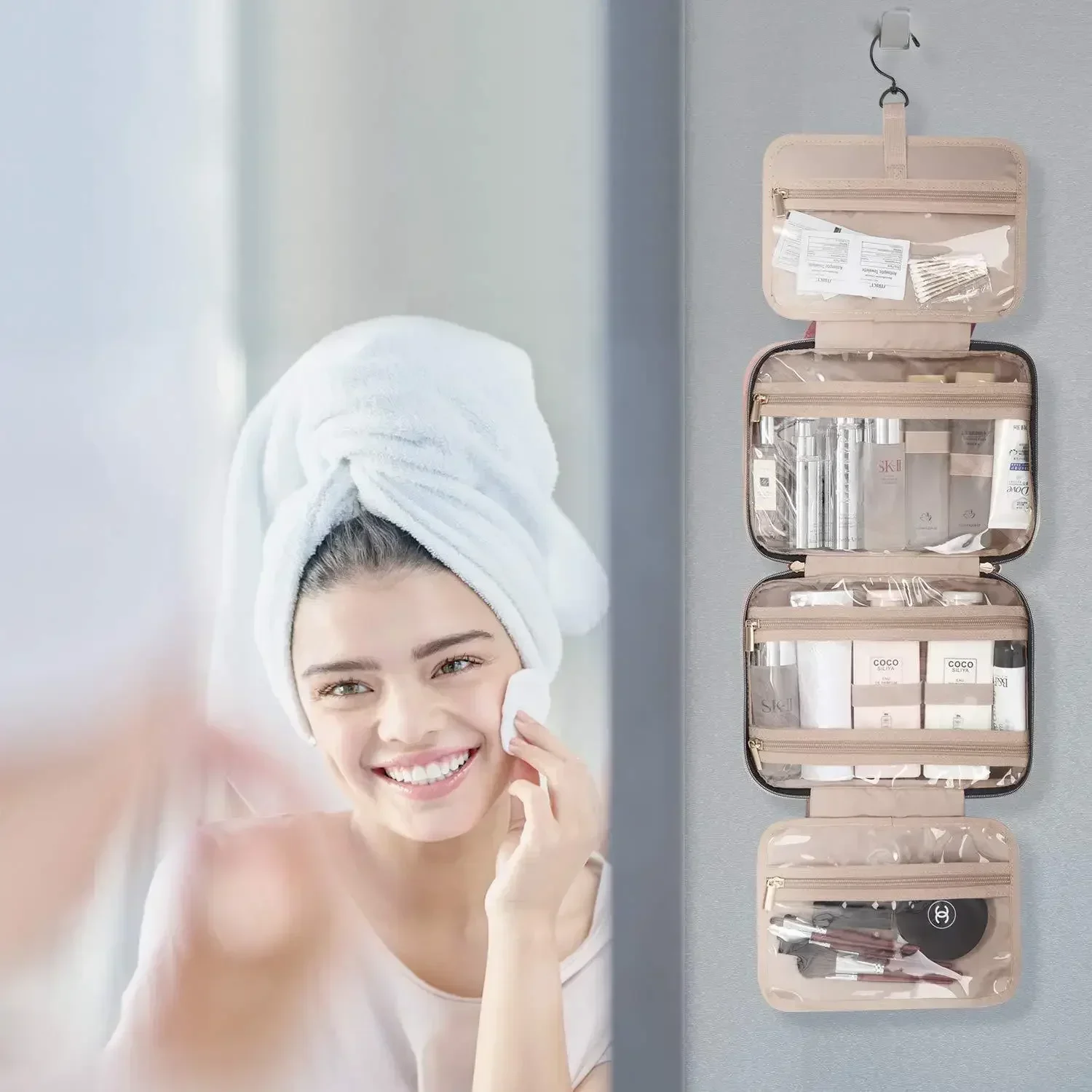 Foldable Toiletry Makeup Bag Women Travel Organizer Hanging Cosmetic Make Up Storage Waterproof Beauty Pouch Men Bathroom Case - Image 4