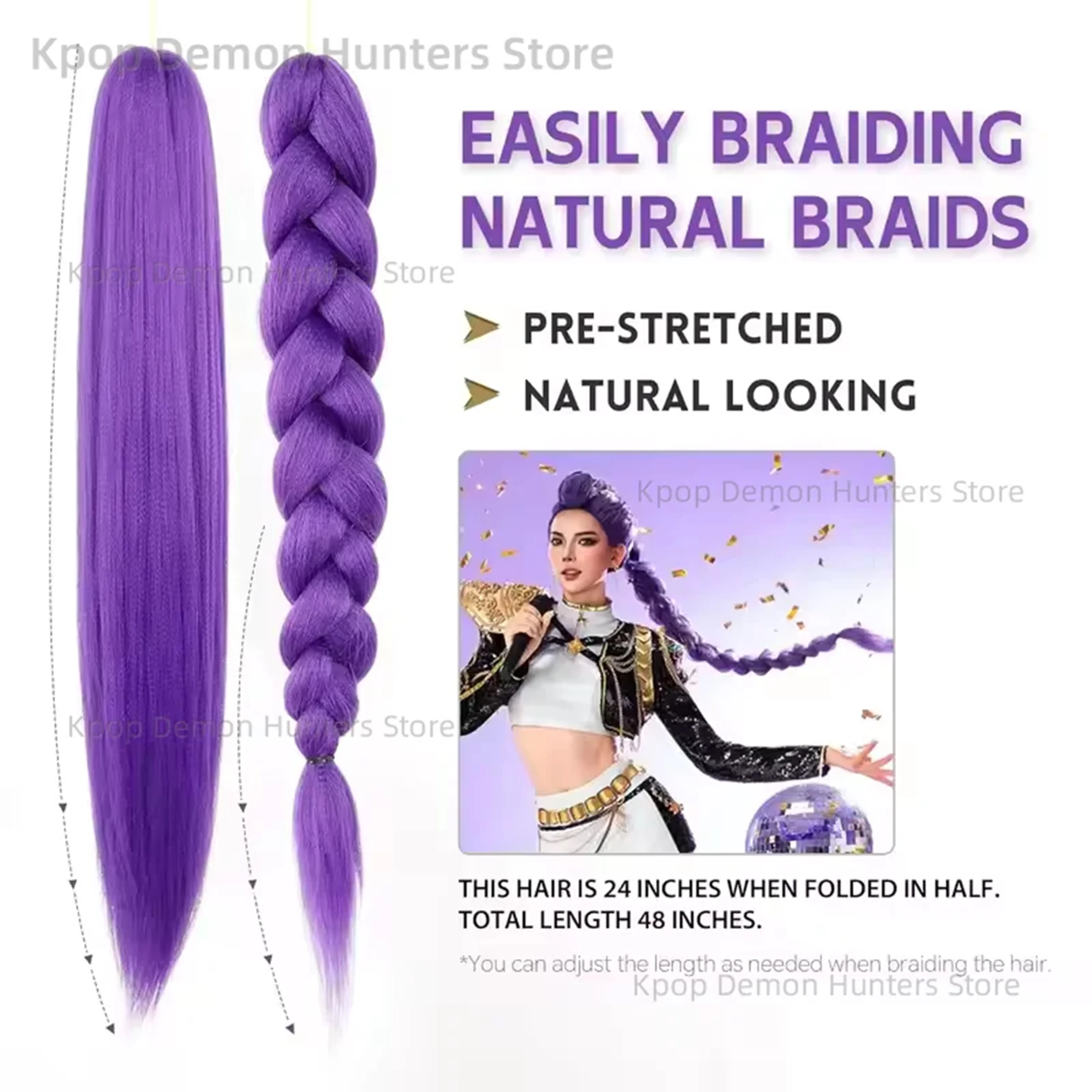 

Kpop Demon Hunters Pre Stretched EZ Braiding Hair 26inch Hot Water Set Yaki Synthetic Fiber Corchet Twist Braids Hair Extensions