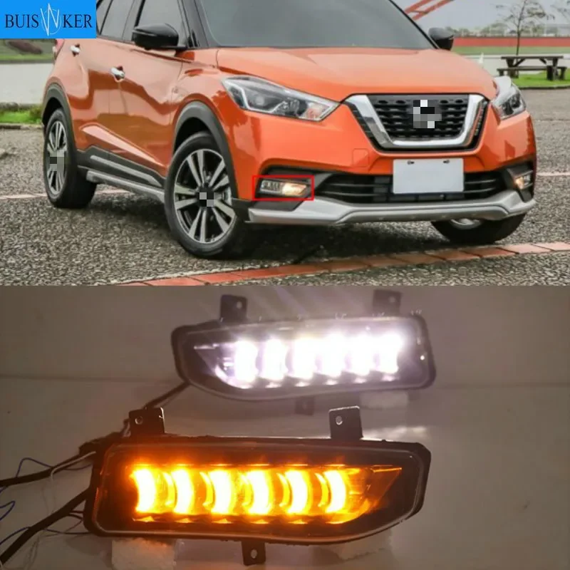 

DRL For Nissan Kicks 2017 2018 2019 LED Car Daytime Running Light Waterproof Driving Fog Day Lamp With Turn Signal