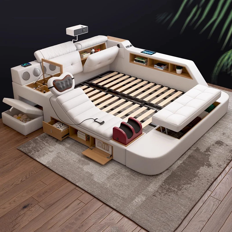 Castle Multifunctional Bed Mobile Luxury Nordic Queen Beach Simple Sun Bed Platform Sleeping Full Wood Beliche Salon Furniture