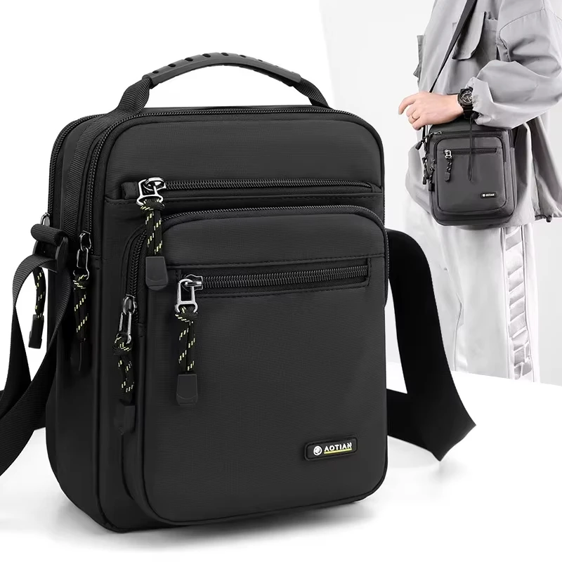 Men Shoulder Bag Camping Hiking Casual Lightweight Nylon Crossbody Bag for Daily Outing Commuting Small Outdoor Sports Handbag