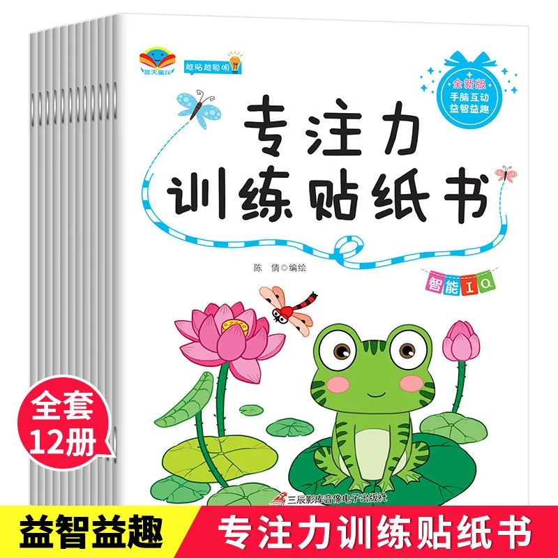 Focus Training, Children's Whole Brain Development Puzzle Game Book, 12 Books