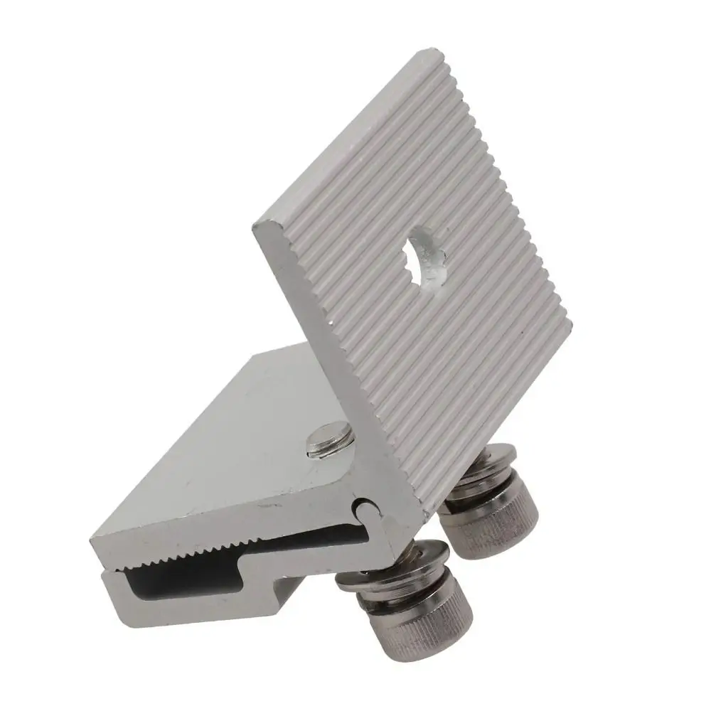 1Pcs Aluminum Alloy Solar Panel Clamp Anodized Stainless Steel Bolts Standing Seam Clamp Serrated Bite Structure Silver