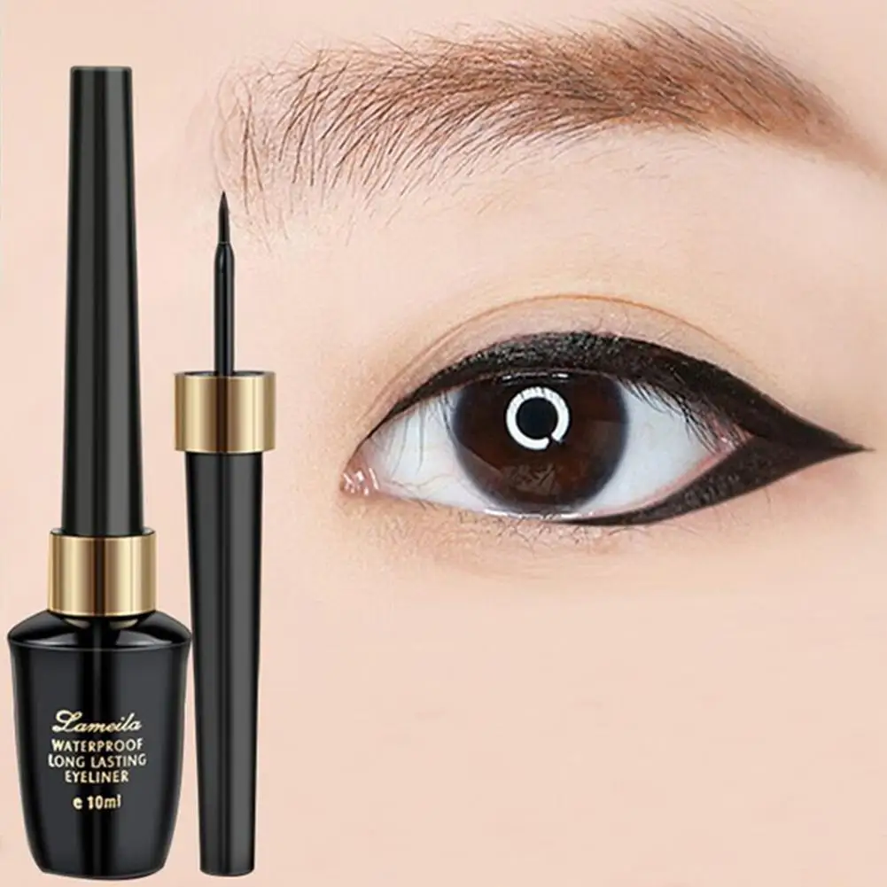 Eyeliner liquide imperméable à l'eau pour femme, stylo colle, séchage rapide, résistant à la transpiration, maquillage des yeux, cosmétiques sans bavures, 10ml, J5W7