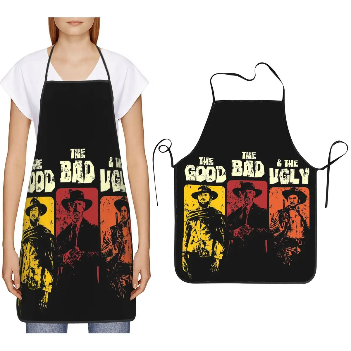 

Фартуки The Good, The Bad & The Ugly Фартуки шеф-повара Кулинария Столик Водонепроницаемый нагрудник Кухонный сарафан для уборки для женщин и мужчин Живопись