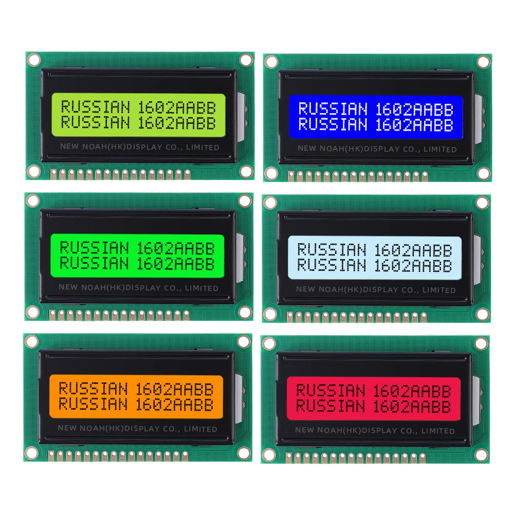 สีเหลืองสีเขียวฟิล์ม 1602Q ตัวอักษรตัวอักษรรัสเซียหน้าจอ LCD Arduino พร้อม LED Backlight และในตัว ST7066U Controller