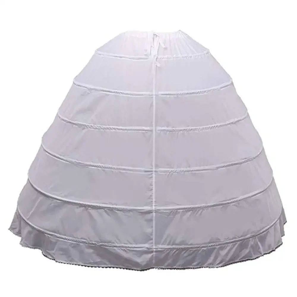 ผู้หญิง Crinoline 6 Hoops กระโปรง Ball Gown Petticoats Slips ความยาวเต็มรูปร่าง Underskirts สําหรับงานแต่งงานชุด