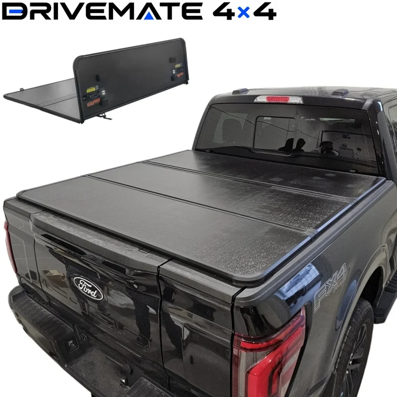 Pickup 5.5ft Trunk Lid Aluminum Hard Bed Cover Truck Tri Fold Flip up Tonneau Covers for 2013 2016 2018 2019 Ford F150 Raptor