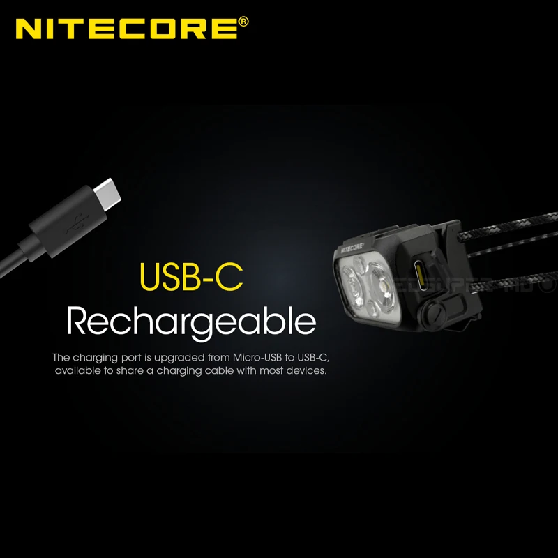 Ultra Lightweight NITECORE NU25 UL 400 Lumens Dual Beam USB-C Rechargeable Headlamp Built-in Li-ion Battery