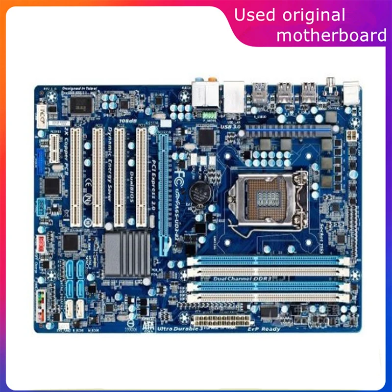 

Used LGA 1155 For Intel H61 GA-PA65-UD3-B3 PA65-UD3-B3 Computer USB2.0 SATA2 Motherboard DDR3 16G Desktop Mainboard