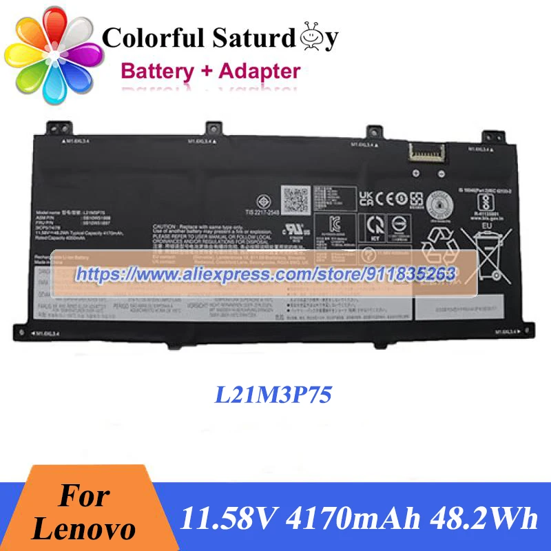 Genuine L21M3P75 Battery 11.58V 4170mAh 48.2Wh 5B10W51897 SB10W51998 for Lenovo ThinkPad X1 Fold 16 Gen 1 21ES00 Series Laptop