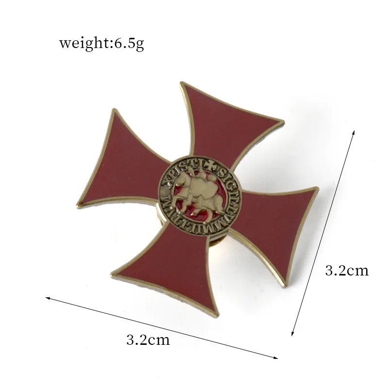 Knights Templar Badge Red Cross Enamel Pin Brooch for Jewelry Accessory