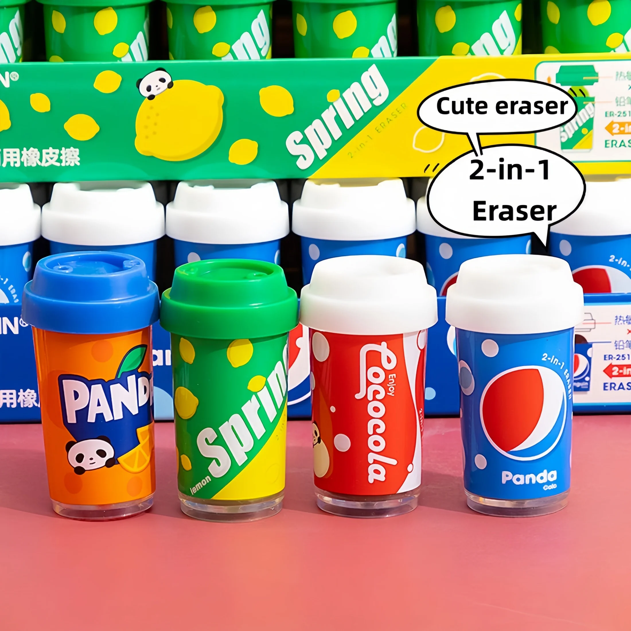Creative Mini Soda-Shaped Eraser, Scented, Heat-Sensitive Erasable, Pencil Eraser That Can Erase Like Magic, Erases Cleanly with Less Residue, Student Correction Eraser