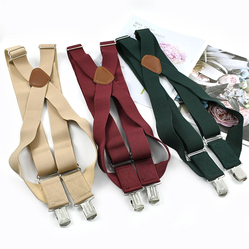 1Pc 3.5*125cm Reggicalze a forma di X 2 Clip Regolare Cinghia Pantaloni del vestito Bretelle Tutore elastico Sospensorio maschile Imbracatura Accessori