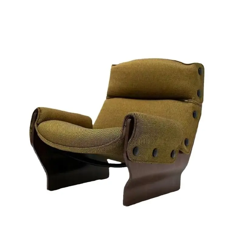 

Balcony living room single sofa sofa chair, medieval Nordic designer home, lazy solid wood leisure chair