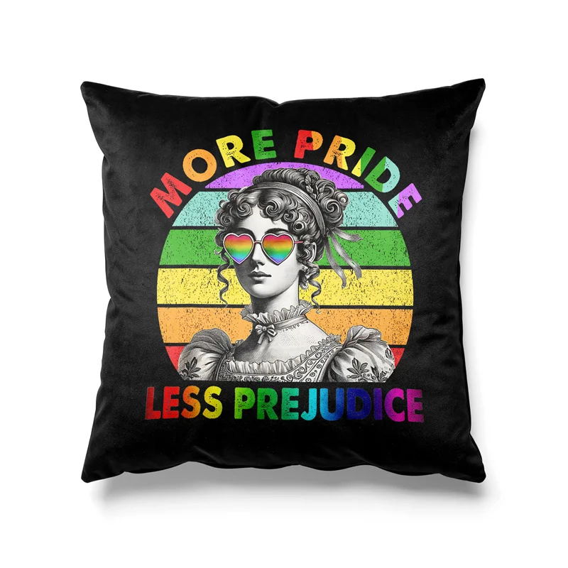 Aertemisi More Pride Less Prejudice Pride Month LGBTQ Square Throw Pillow Cushion Covers Cases Pillowcases 45cm x 45cm