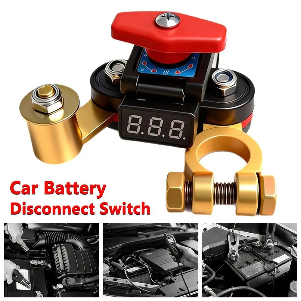 360° Rotatable Car Battery Disconnect Switch Brass Universal Fit Battery Switch High Power Anti-Leakage