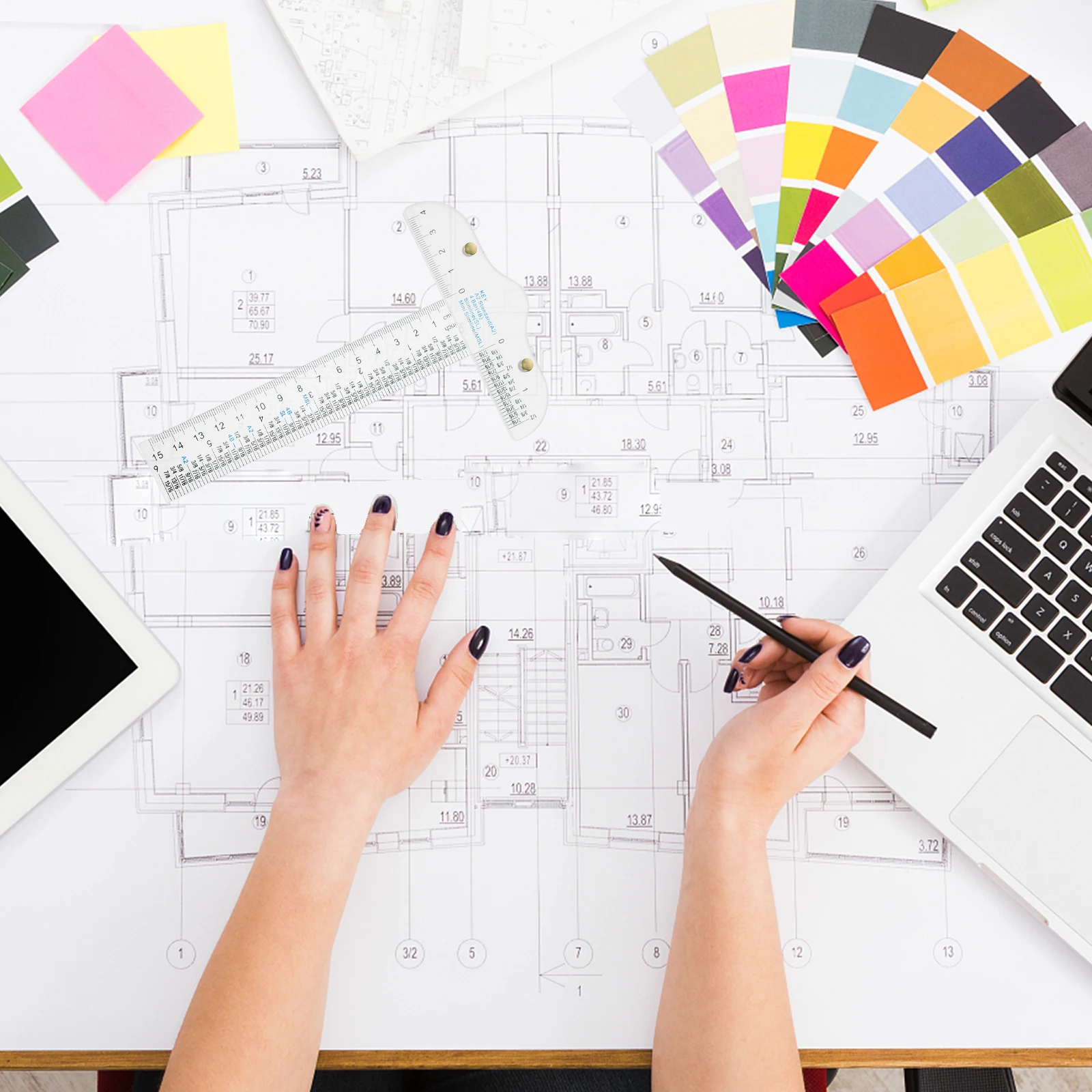 مسطرة شفافة مسطرة قياس بلاستيكية للخياطة وصياغة الأعمال الفنية والمكتب المنزلي والمدرسة تستخدم موازين دقيقة