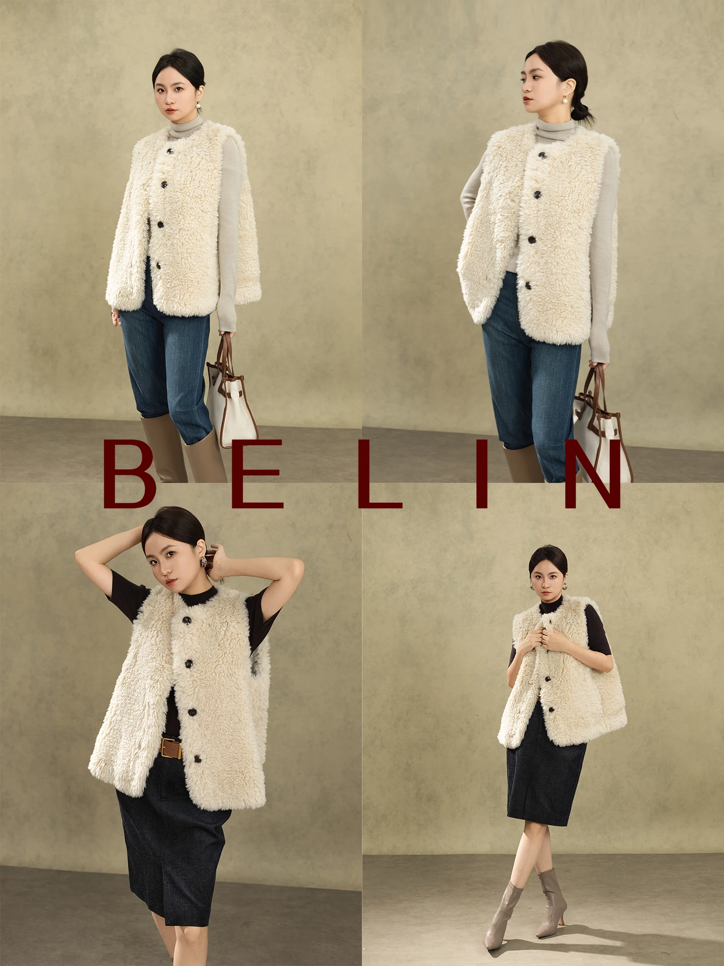 

Eco-Friendly Camere Roll Fur Vest Casual Street Sle Women's Faion Layering Outerwear Polyester Thiened round Ne Sol...