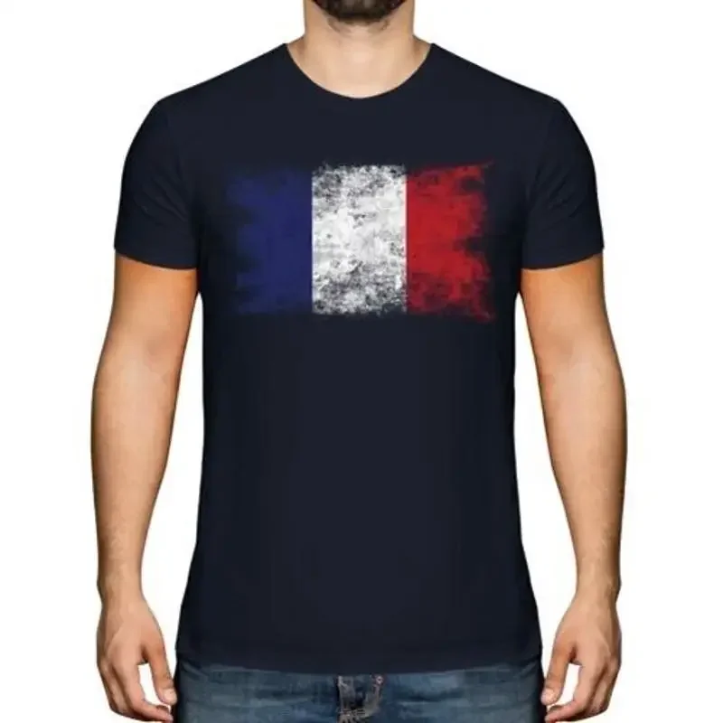 Frankreich Distressed Flagge Herren T - Shirt Top Französisch Fußball Trikot