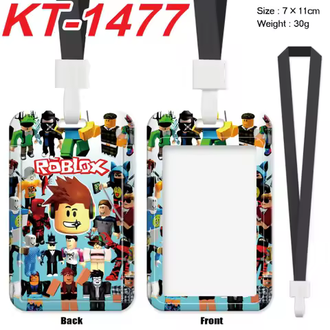 Creative Cartoon Roblox Card Holder Kawaii Card Covers Lanyard Student Campus Card Hanging ID Bus Meal Cards Holders Kids Gift