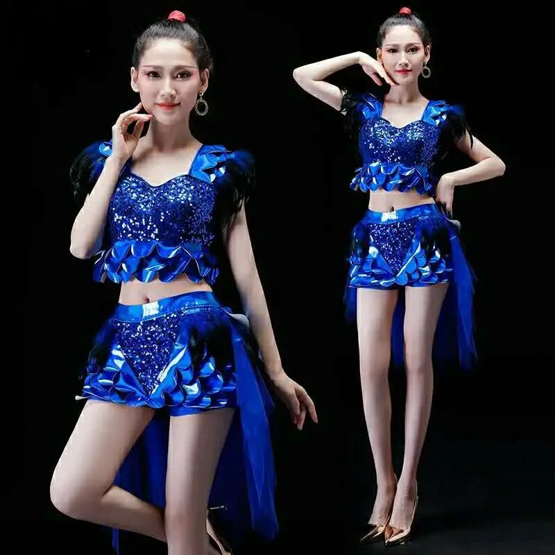 Nuevo traje de actuación de lentejuelas de Jazz de danza moderna personalizado para mujer adulta grupo Gogo bailarina trajes de actuación de canto en escenario