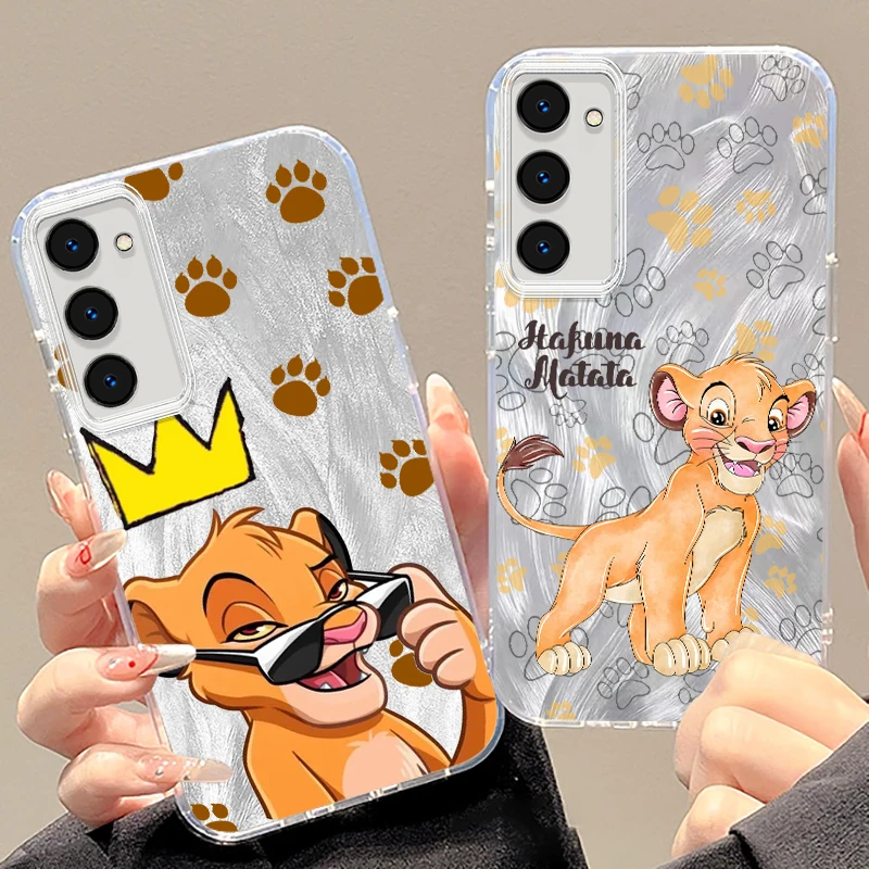 Disney The Lion King For Samsung S24 S23 S21 FE Plus Ultra A03 A25 A23 A22 A21S A15 A14 A12 5G Feather Yarn Cover Phone Case