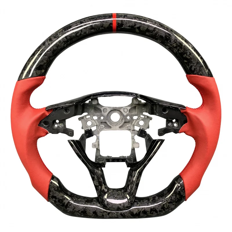

Customized Forged Carbon Fiber Red Leather Steering Wheel 10Th Generation 2018-2022 Support LED Rpm Display