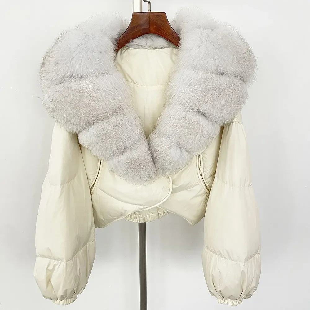 OFTBUY Luxuriöser, extragroßer Parka mit natürlichem Fuchspelzkragen für Damen, Winter 2025, 90% weiße Entendaunenjacke, Echtpelzmantel für Frauen – Detail 33