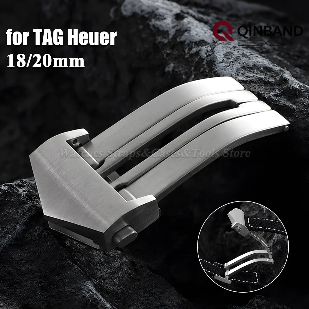 Stainless Steel Watch Buckle for TAG Heuer Strap 18mm 20mm for Silicone Leather Nylon Watch Band Folding Double Button Clasps