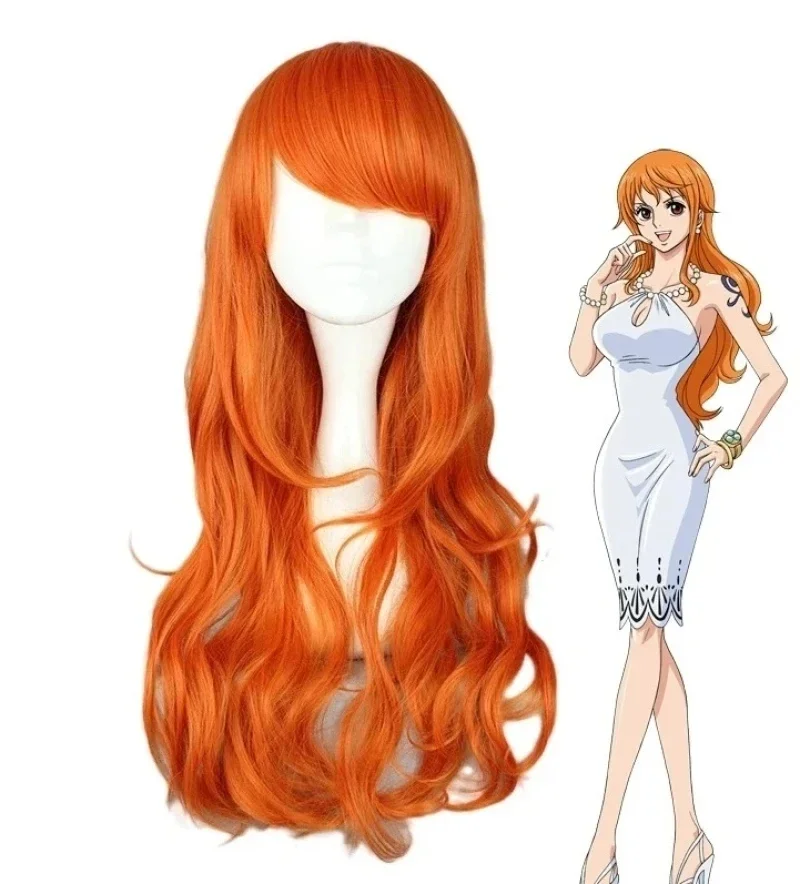 Perruque de Cheveux Nami Bouclés et Ondulés pour Femme et Fille, Long, Brun, localité, Degré de Chaleur, Accessoires de Cosplay, Costume de ixd'Halloween