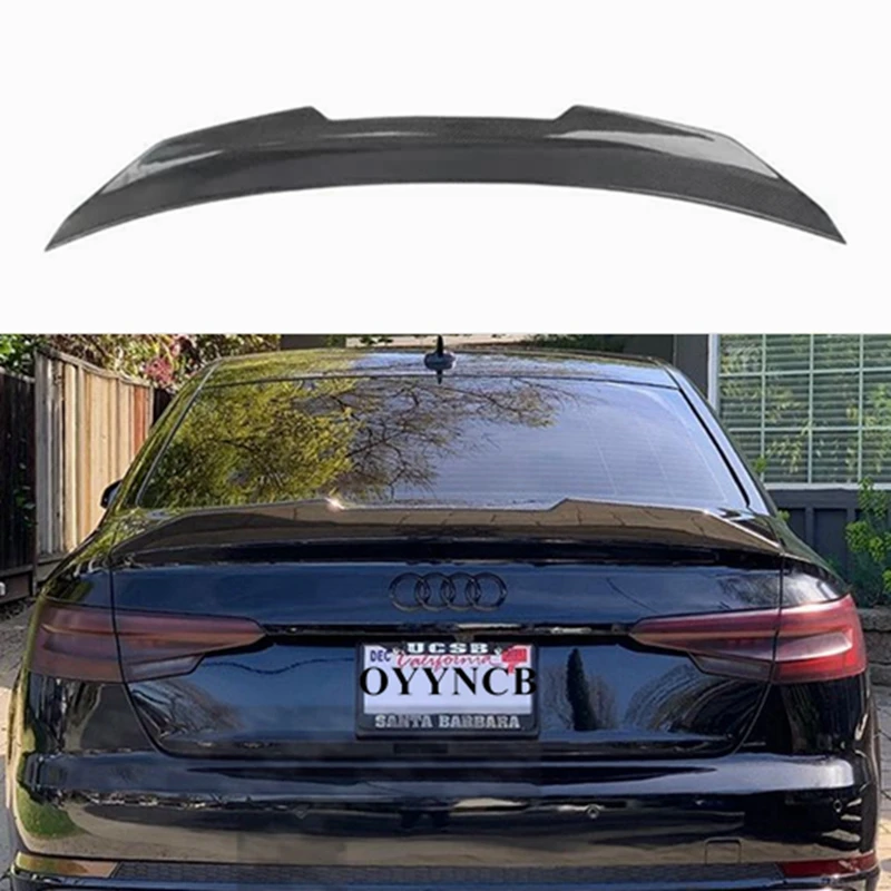 For Audi A4 B9 S4 S-line 2017-2020 PSM Style Carbon Fiber Rear Trunk Luggage Compartment Spoiler Car Wing