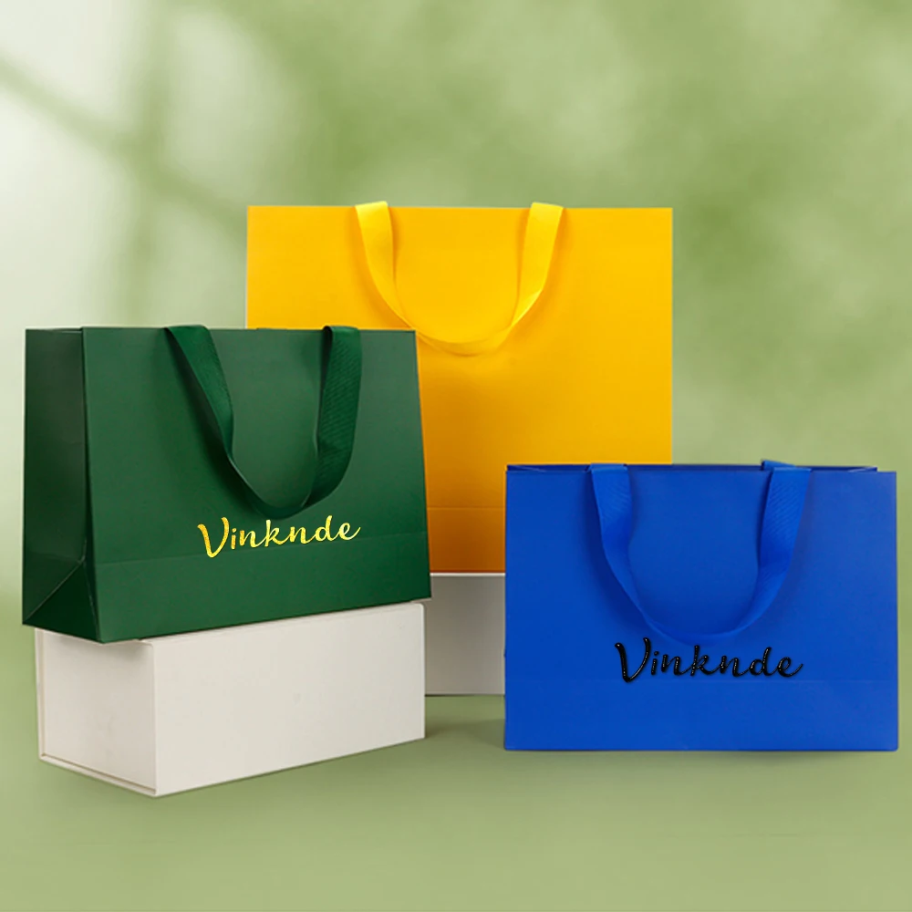 

Персонализированный красивый розово-красный крафт-подарочный пакет с лентой и ручкой, подарочные книги, ткань для покупок, упаковка для свадьбы, дня рождения, подарочная сумка