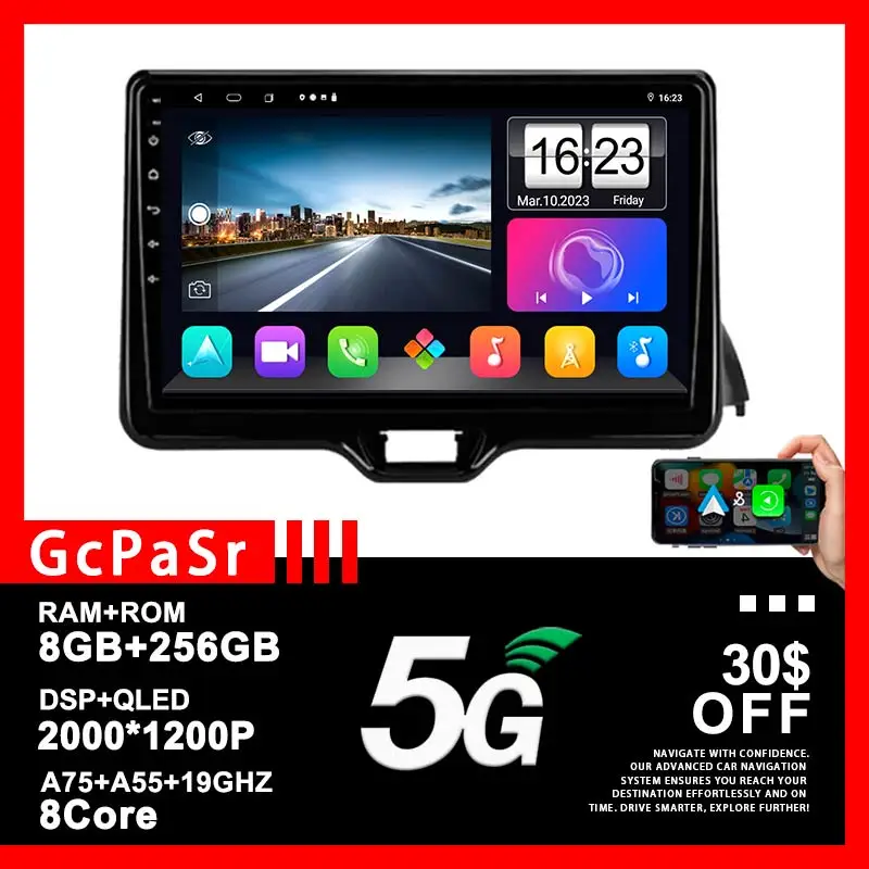 

Android 13 Multimedia Car Player For Toyota Yaris Vios 2020 - 2023 Auto High-performance CPU HDR QLED Screen GPS Navigation 7862