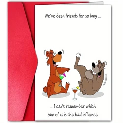 1 funny birthday card with cartoon animals, creative greeting card, perfect gift for family, friends, colleagues, besties.