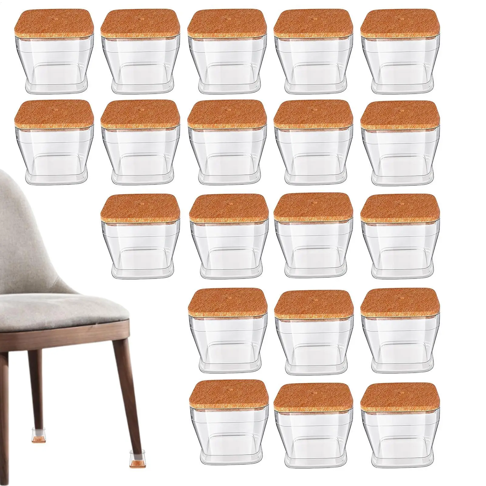 

20 шт. квадратных накладок для защиты пола под ножки стульев, регулируемые подкладки для выравнивания мебели на твердых напольных покрытиях, мебельные скользящие накладки для ножек стульев, заглушки для ножек