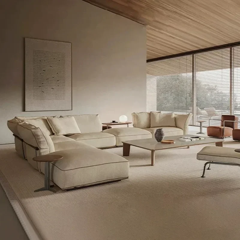 Italian minimalist light luxury, straight row L-shaped petal sofa