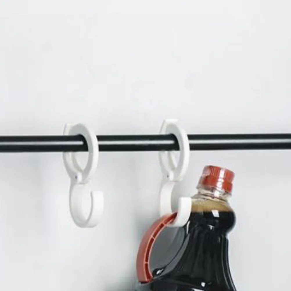 2Pcs Buckle Clothes Hooks Plastic Pole Attachment Clothes Hanging Hook Sturdy Weight Bearing Kitchen Bathroom Garage Organizer