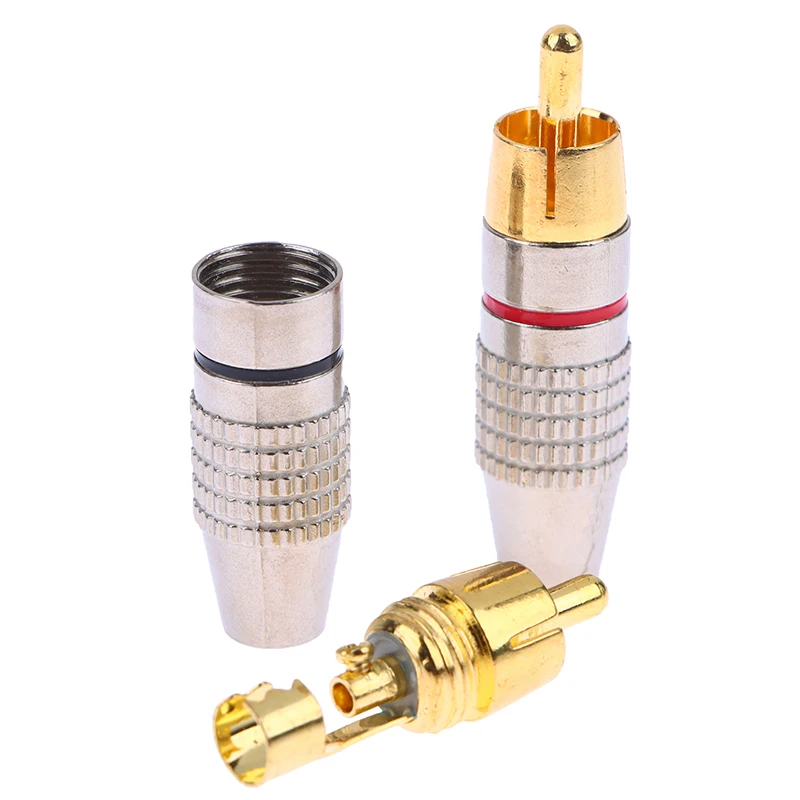2 szt. Męskie złącze RCA bez lutowania przejściówka Adapter do Audio przewód Plug wideo kamera telewizji przemysłowej konwerter kabel Adapter bez lutowania