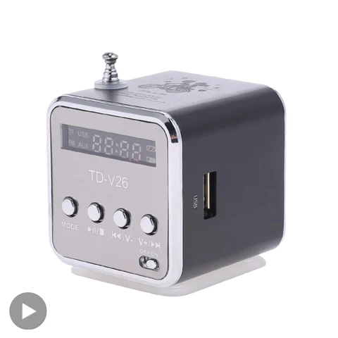 TD-V26 portátil mini alto-falante bluetooth com tela rádio fm mp3 player suporte cartão tf para telefone portátil