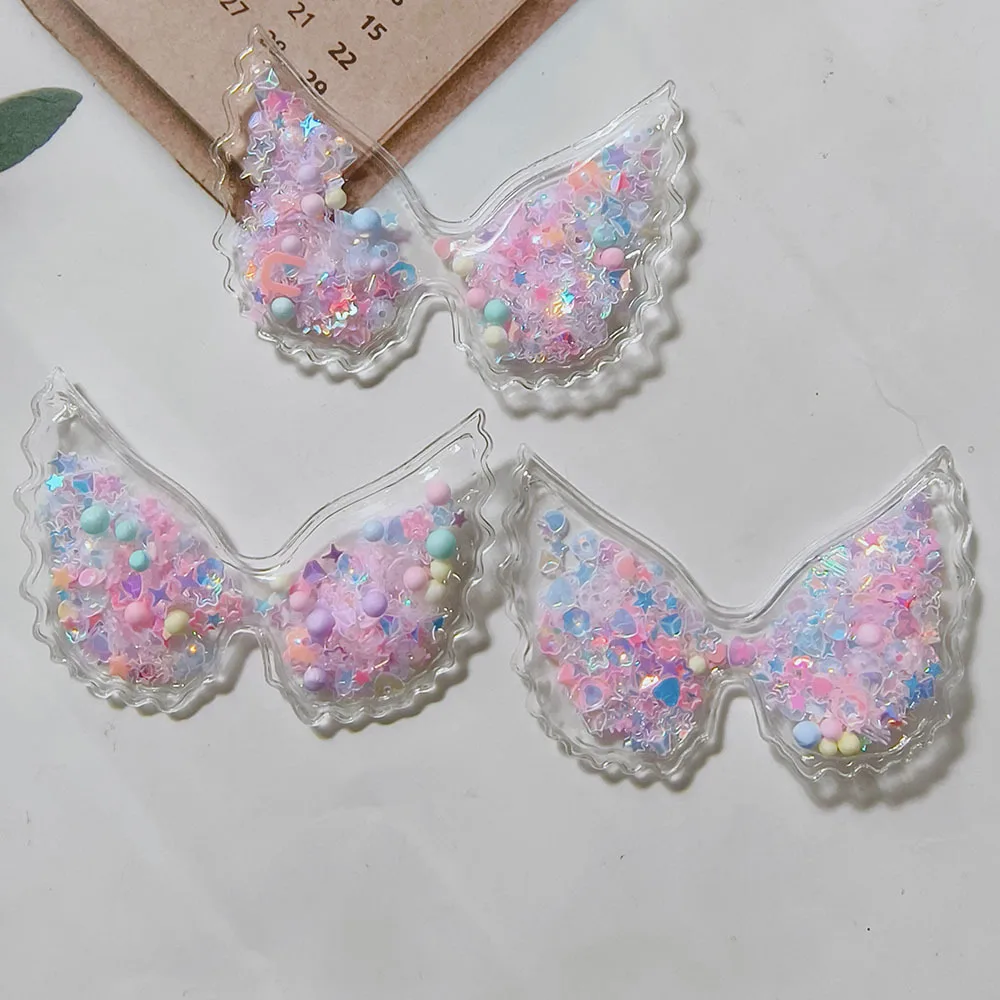65MMX50MM Sand Wings Transparent PVC Sequined Angel Wings Children's Hair Ornaments Shoes Clothing Bags luggage Accessories