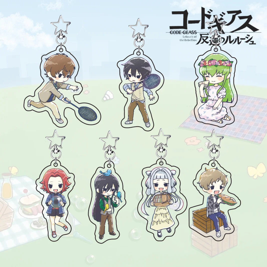 New Code Geass Picnic Sports Series Acrylic Keychain Lelouch C.C. Suzaku Character Star Hook Cute Anime Bag Pendant Birthday