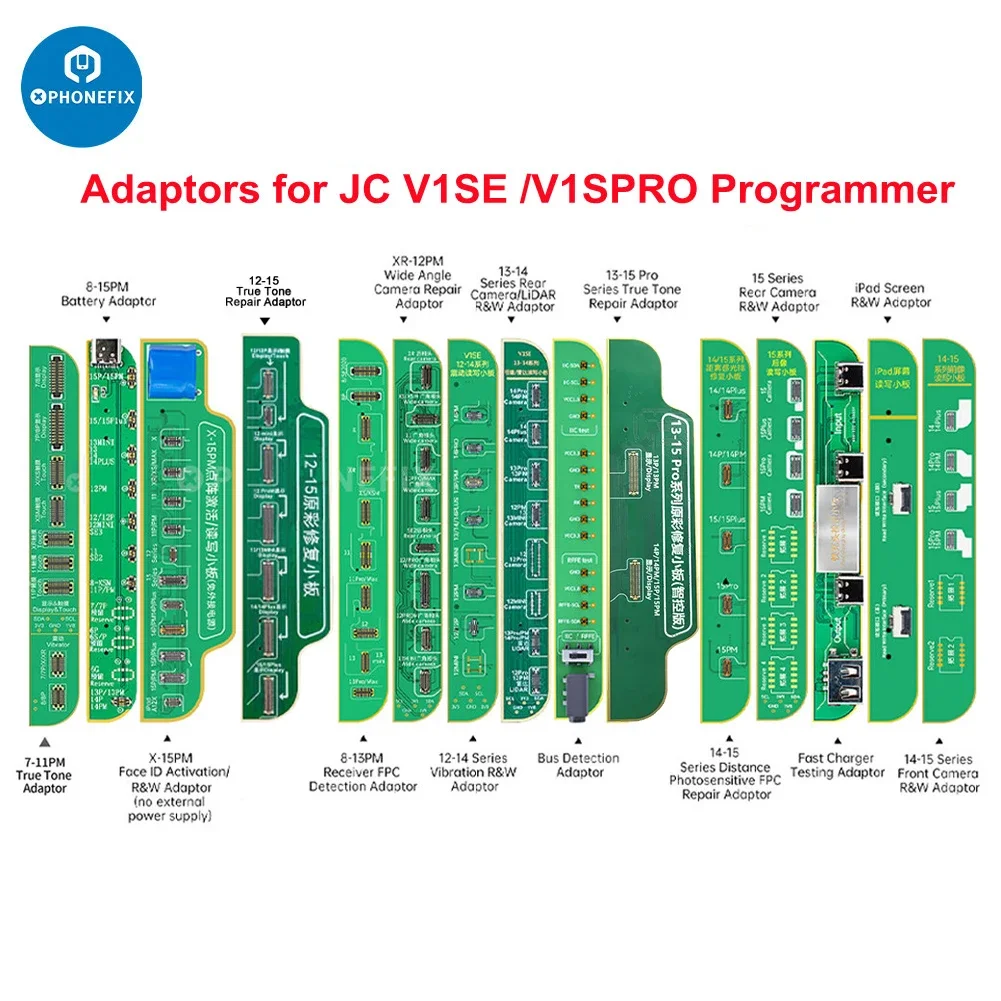 JCID V1S Pro JC V1SE WiFi Programmer Battery /True Tone /Rear Camera /Face ID Repair Adaptors for iPhone 11 12 13 14 15 16ProMax