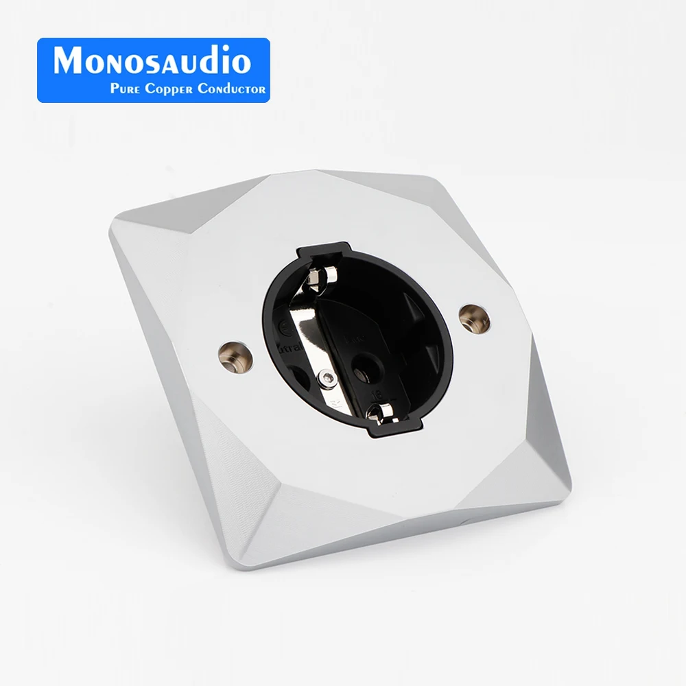 Monosaudio E86+ES3R Pure Copper Rhodium PlatedEUSchuko Sockets Wall Socket Plug Power Outlet Schuko Wall Electrical Power Socket